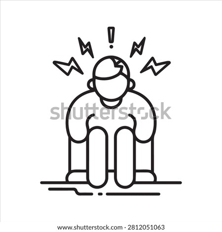 Panic attack icon. Vector thin line illustration with editable stroke showing emotional overload, anxiety crisis and stress symptoms.