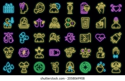 Panic attack icons set outline vector. Panic anxiety. Attack symptoms