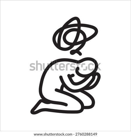 Panic Attack Line Icon – Acute Anxiety Episode Symbol