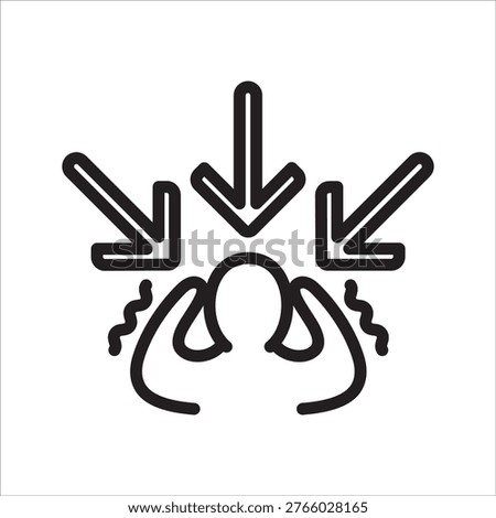 Panic Attack Line Icon - Acute Anxiety Episode Symbol