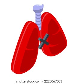 Panic attack lungs icon isometric vector. Woman fear. Anger stress