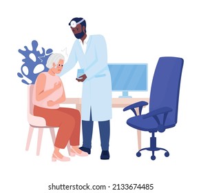 Panic attack at medical appointment semi flat color vector characters. Posing figure. Full body people on white. Simple cartoon style illustration for web graphic design and animation