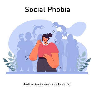 Panic attack. Mental health disorder. Phobia, frustration and constant stress. Psychotherapy and emotional support idea. Flat vector illustration