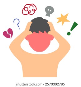 Panic attack. Mental health or mental illness illustration.