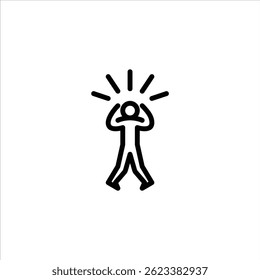 panic attack outline icon. figure stress line art illustration.