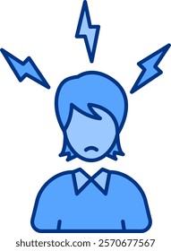 Panic attacks Icon - Lineal Blue Style - Social Anxiety Theme