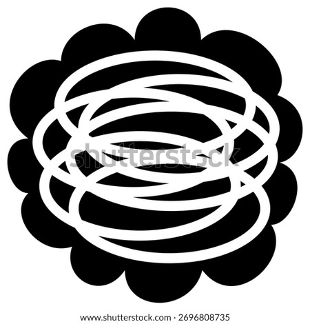 Panic black icon on a transparent background. Vector symbol of generalized anxiety, represented by a tight, overwhelming, and confusing knot of persistent worry