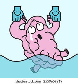 Panic Brain Washing Sign Concept Cartoon Character illustration