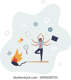panic or burnout employee, overworked to finish work within timeline,flat design.illustration with people.