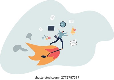 panic or burnout employee, overworked to finish work within timeline, hurry to complete multitasking or urgent work schedule concept.person's life situation and his activities.