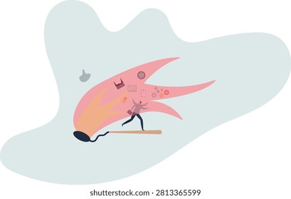 panic or burnout employee, overworked to finish work within timeline,life situation and activities.