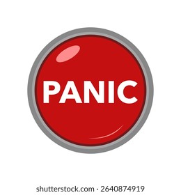 Panic button in red color flat design vector illustration on white background.