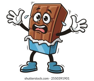 Panic Chocolate Bar Cartoon Mascot Illustration Character Vector Clip-art Hand-drawn Logo Design