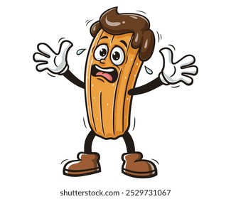 Panic Churros Cartoon Mascot Illustration Character Vector Clip-art Hand-drawn Logo Design