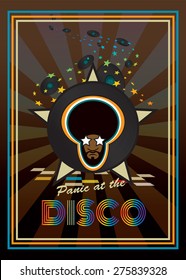 Panic at the disco.Disco party retro poster design 