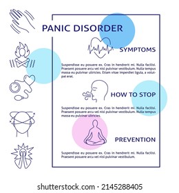 Panic Disorder Banner Template With Text. Panic Attack Symptom Symbols. Vector Illustration.