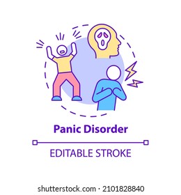 Panic disorder concept icon  Type anxiety attack  Mental illness abstract idea thin line illustration  Isolated outline drawing  Editable stroke  Roboto  Medium  Myriad Pro  Bold fonts used