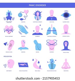 Panic disorder icon set in flat style. Mental problems symbols collection. Vector illustration.
