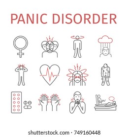 Panic disorder line icon infographic. Vector sign for web graphics, magazines, brochures
