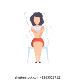 Panic disorder, nervous breakdown. young woman suffering from mental disorder, psychiatric, psychological problem vector Illustration