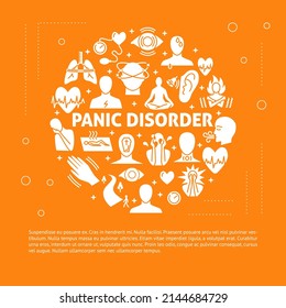 Panic disorder round concept banner with text. Mental disorder poster. Vector illustration.