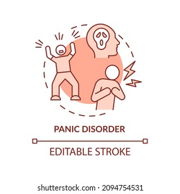 Panic disorder terracotta concept icon  Anxiety attacks definition  Wellbeing abstract idea thin line illustration  Isolated outline drawing  Editable stroke  Roboto  Medium  Myriad Pro  Bold fonts used