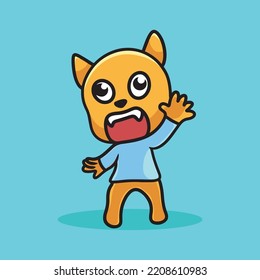 Panic Dog Cartoon Mascot Funny Vector Smile Happiness Fun Cute