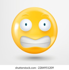 Panic emoticon 3d vector. Emoji isolated on white background 