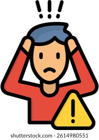 Panic Icon Lineal Color Vector Illustration
