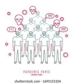 Panic icon. Virus pandemic disease sign. World threat concept. Safety logo, warning pictogram design. Human coronavirus epidemic danger. Editable vector illustration isolated on a white background.