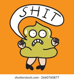 Ilustración de personaje de dibujos animados de Panic Lady Poop Concept