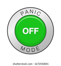 Panic mode off. Green button. Touch, push or press symbol.