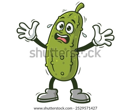 Panic Pickle Cartoon Mascot Illustration Character Vector Clip-art Hand-drawn Logo Design