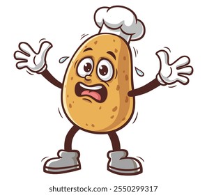 Panic Potato Cartoon Mascot Illustration Character Vector Clip-art Hand-drawn Logo Design