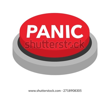 Panic red button in flat design vector illustration.