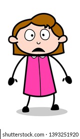 Panic - Retro Office Girl Employee Cartoon Vector Illustration﻿