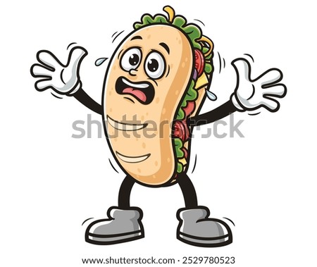 Panic Sub Sandwich Cartoon Mascot Illustration Character Vector Clip-art Hand-drawn Logo Design