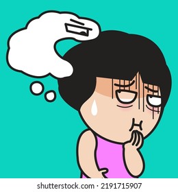Panic Woman Is Likely To Be Harmed By Her Own Negative Intrusive Thoughs Cocnept Card Character illustration