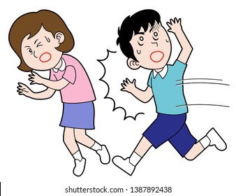 Panicked Boy Hits Girl During Evacuation Stock Vector (Royalty Free ...