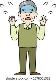 Panicked senior man with pale face