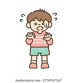 Panicking boy with a pale face