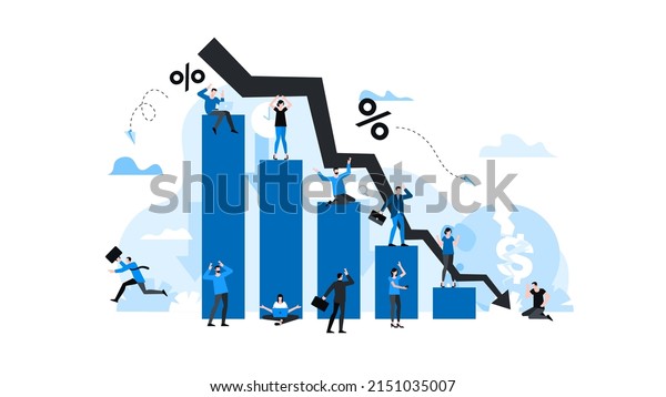 Panicking people amid the collapse of stock\
quotes. Decline schedule. Animation ready duik friendly vector.\
Conceptual business story. Financial crisis, economic recession,\
bankruptcy,\
depression.