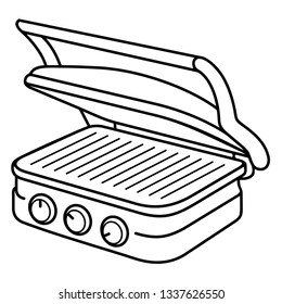 Panini contact grill. Vector outline icon isolated on white background.