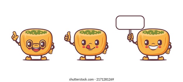 panipuri cartoon mascot. traditional indian food vector illustration, with different poses and expressions. isolated on a white background