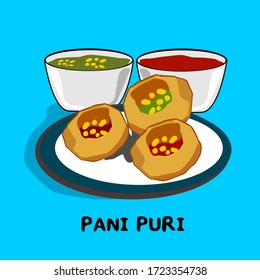 Panipuri indian Street Food Vector with Text