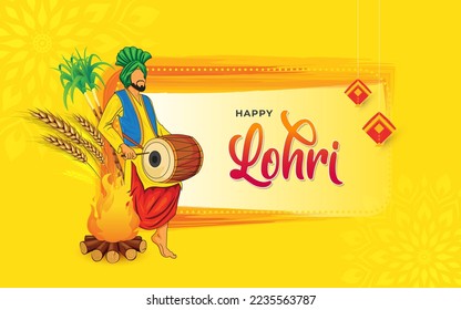 Panjabi Festival Happy Lohri Background Design Template