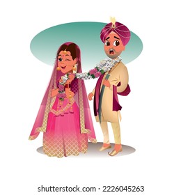 PANJABI WEDDING VECTOR ILLUSTRATION (EDITABLE)