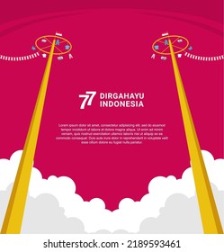 panjat pinang or pole climbing for indonesian independence day banner background
