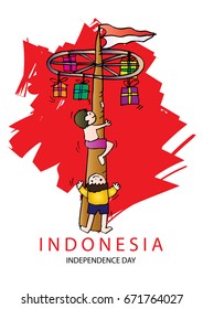 Panjat Pinang, Pole Climbing. Indonesian Independence Day Tradition