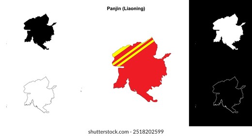 Panjin blank outline map set